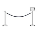 Montour Line Stanchion Post & Rope Kit Pol.Steel, 2CrownTop 1Gray Rope 8.5x11H Sign C-Kit-1-PS-CN-1-Tapped-1-8511-H-1-PVR-GY-PS